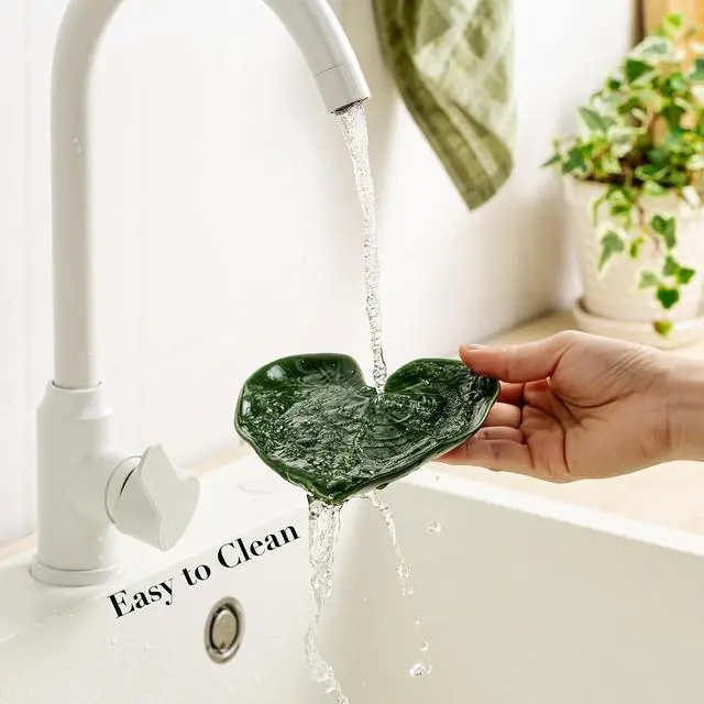 Alt view image 6 of 7 - Ceramic Spoon Rest for Stove Top Cute Leaf Spoon Rest for Kitchen Counter | Spoon Holder for Stove, Home Whimsical Decor Kitchen, Green Kitchen Decor and Accessories, Kitchen Cottage Core Decor, 1Pack