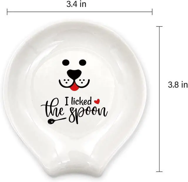 Alt view image 4 of 6 - WHING Funny White Ceramic Coffee Tea Spoon Rest, I licked the spoon - Coffee Holder Coffee Station Decor Accessories Gift for Coffee Lovers Friends, 3.8×3.4×0.2