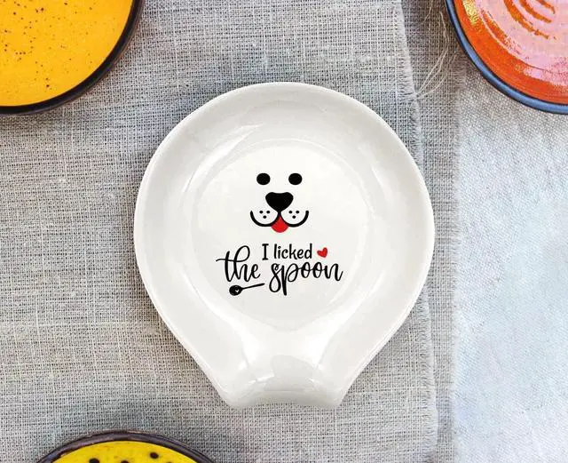 Alt view image 3 of 6 - WHING Funny White Ceramic Coffee Tea Spoon Rest, I licked the spoon - Coffee Holder Coffee Station Decor Accessories Gift for Coffee Lovers Friends, 3.8×3.4×0.2
