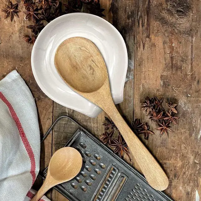 Alt view image 5 of 6 - WHING Funny White Ceramic Coffee Tea Spoon Rest, I licked the spoon - Coffee Holder Coffee Station Decor Accessories Gift for Coffee Lovers Friends, 3.8×3.4×0.2