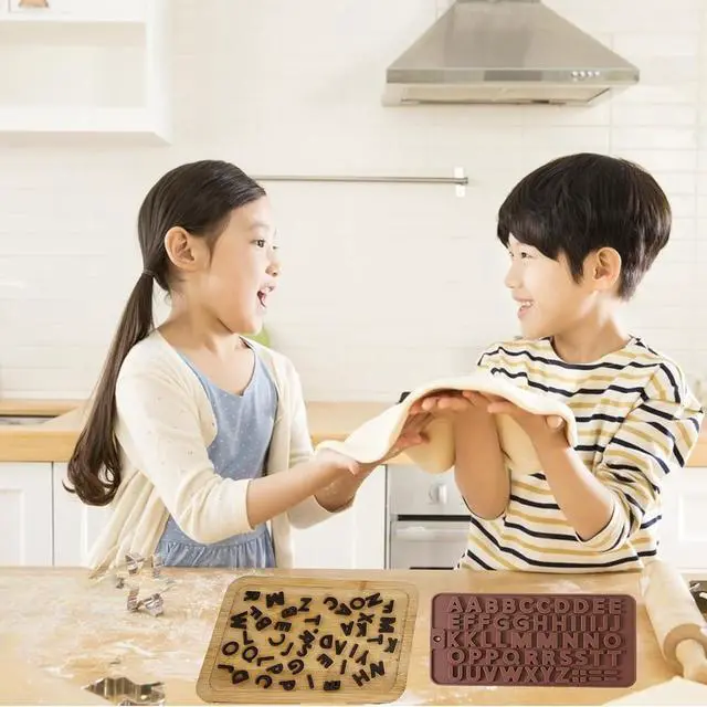 Alt view image 7 of 7 - 2 pcs Number Chocolate Molds and Letter Silicone Molds,kitchen utensils,with Happy Birthday Cake Decorations Symbols,for Chocolate, Candy, ice cubes,cake cookies (Brown)