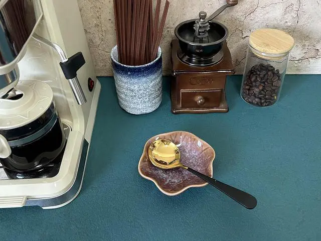 Alt view image 2 of 7 - Coffee Spoon Rest for Coffee Bar Accessories, Small Spoon Rest for Coffee Station, Flower Ceramic Tea Spoon Holder for Teaspoon Rest for Tea Spoon, 1 PC (Retro, Purple)