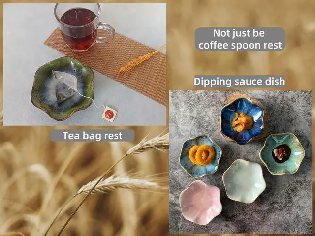 Alt view image 6 of 7 - Coffee Spoon Rest for Coffee Bar Accessories, Small Spoon Rest for Coffee Station, Flower Ceramic Tea Spoon Holder for Teaspoon Rest for Tea Spoon, 1 PC (Retro, Purple)