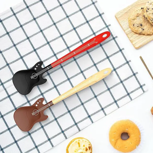 Alt view image 2 of 7 - Novelty Guitar Silicone Spatula for Kitchen,Music-themed Tools, Food Grade Silicone Unique Gift for Music Lovers and Cooking Enthusiasts (Yellow-brown & Black-red)