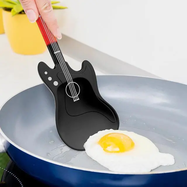 Alt view image 6 of 7 - Novelty Guitar Silicone Spatula for Kitchen,Music-themed Tools, Food Grade Silicone Unique Gift for Music Lovers and Cooking Enthusiasts (Yellow-brown & Black-red)