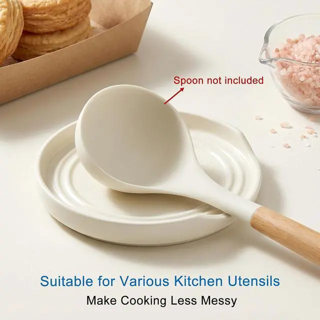 Alt view image 3 of 7 - Eichzer Large Ceramic Spoon Rest, Stove Top Utensil Holder, White | Heat Resistant Kitchen Counter Tray for Ladle, Spatula, Tongs, Whisk & Turner, Dishwasher Safe