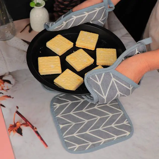 Alt view image 4 of 7 - Heat Resistant Potholders Hot Pads-6 Kitchen Pot Holders Set with 2 Pan Hot Handle Holders Trivet for Cooking and Baking,with Recycled Infill Terrycloth Lining(Grey,8 Piece)