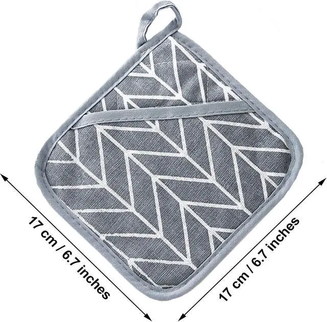 Alt view image 7 of 7 - Heat Resistant Potholders Hot Pads-6 Kitchen Pot Holders Set with 2 Pan Hot Handle Holders Trivet for Cooking and Baking,with Recycled Infill Terrycloth Lining(Grey,8 Piece)