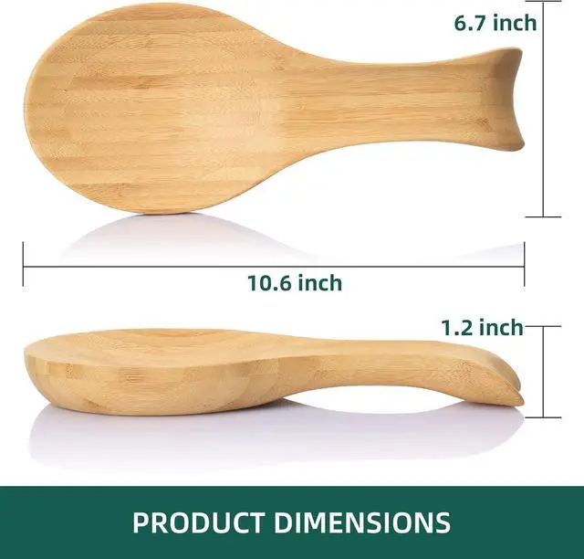 Alt view image 3 of 7 - Spoon Rest for Stove Top, Bamboo Wood Spoon Holder for Kitchen Counter, Perfect Larger Utensil Rest for Spatula, Spoon or Tong, Modern, Rustic & Smooth Spoon Rest as a Dining Table Decor 10.6" x 6.7"