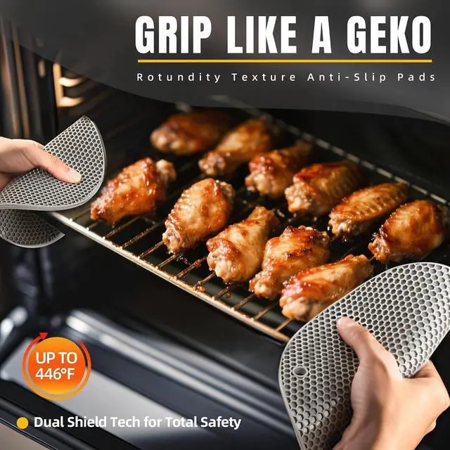Alt view image 4 of 7 - 4 Pack Silicone Pot Holders & Hot Pads - Heat Resistant Non-Slip Mats for Kitchen Countertops, Trivets for Hot Dishes, Dishwasher Safe & BPA-Free (Black)