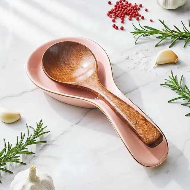 Alt view image 4 of 7 - Ceramic Spoon Rest for Stove Top, Pink Spoon Holder Utensil Rest, Cute spoon Rests for Coffee Bar Kitchen Decor Cooking Gift for Housewarming (Pink)