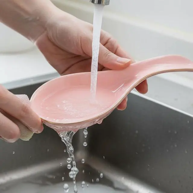 Alt view image 5 of 7 - Ceramic Spoon Rest for Stove Top, Pink Spoon Holder Utensil Rest, Cute spoon Rests for Coffee Bar Kitchen Decor Cooking Gift for Housewarming (Pink)