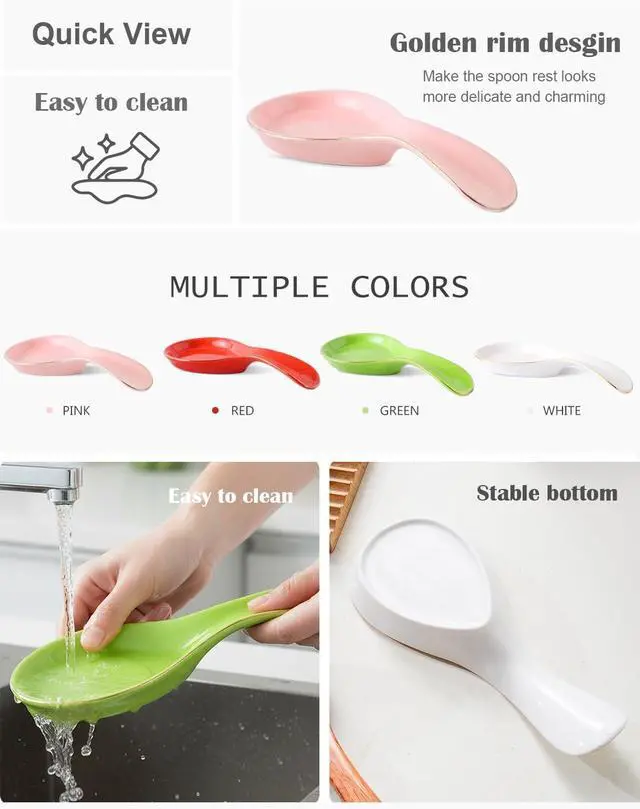 Alt view image 6 of 7 - Ceramic Spoon Rest for Stove Top, Pink Spoon Holder Utensil Rest, Cute spoon Rests for Coffee Bar Kitchen Decor Cooking Gift for Housewarming (Pink)