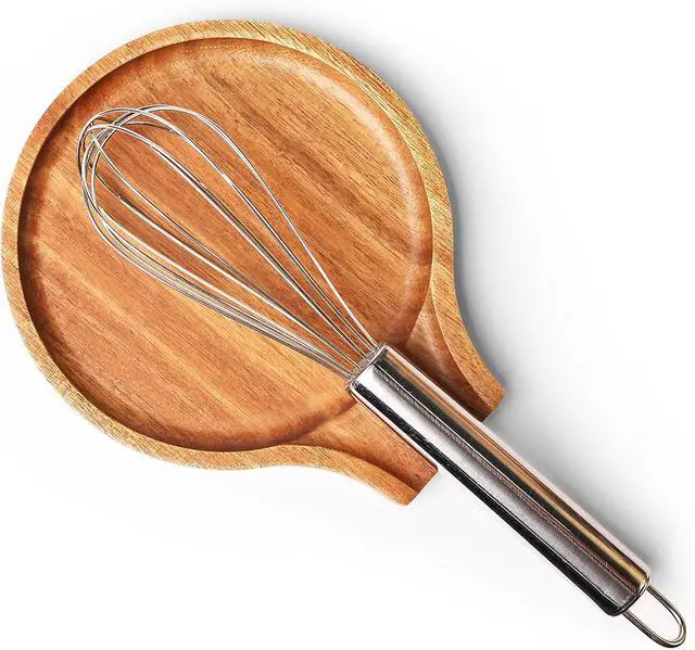 Main image of Acacia Wood Spoon Rest, Wooden Spoon Holder With Non Slip Silicone Feet, Multifunctional Kitchen Utensil Holder and Rest for Kitchen Countertop, Brown, 6.1" x 5.1" Irregular