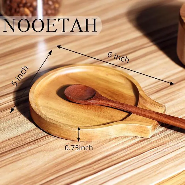 Alt view image 2 of 7 - Acacia Wood Spoon Rest, Wooden Spoon Holder With Non Slip Silicone Feet, Multifunctional Kitchen Utensil Holder and Rest for Kitchen Countertop, Brown, 6.1" x 5.1" Irregular