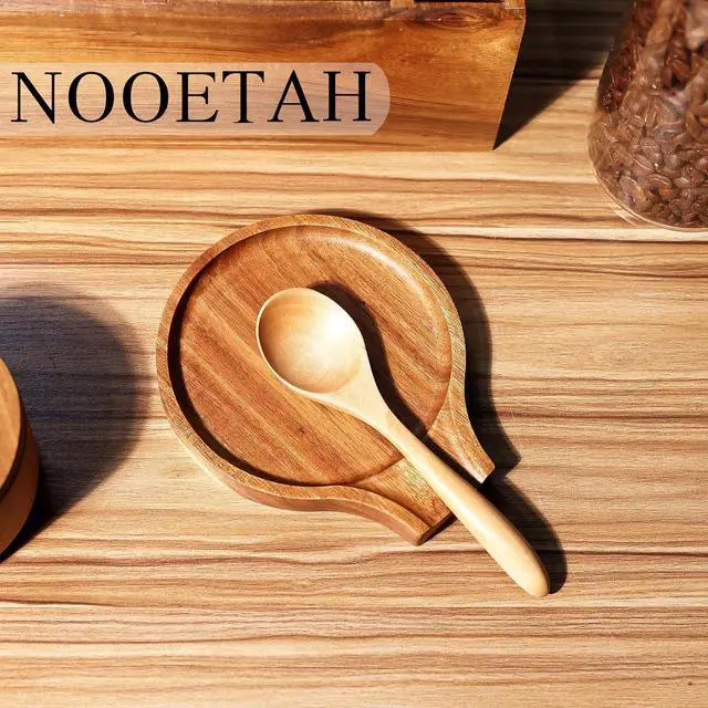 Alt view image 5 of 7 - Acacia Wood Spoon Rest, Wooden Spoon Holder With Non Slip Silicone Feet, Multifunctional Kitchen Utensil Holder and Rest for Kitchen Countertop, Brown, 6.1" x 5.1" Irregular