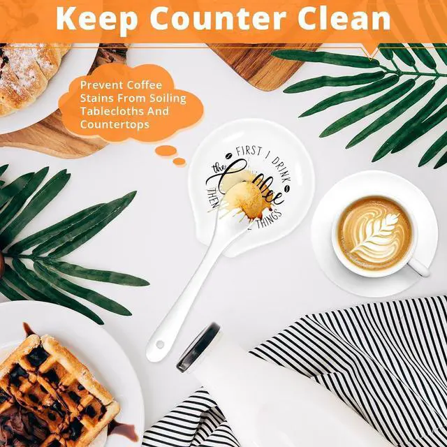Alt view image 3 of 7 - Ceramic Coffee Spoon Rest, Funny Coffee Spoon Holder for Coffee Lovers Friends Birthday Christmas Kitchen Counter Coffee Bar Station Accessories Decor Gift