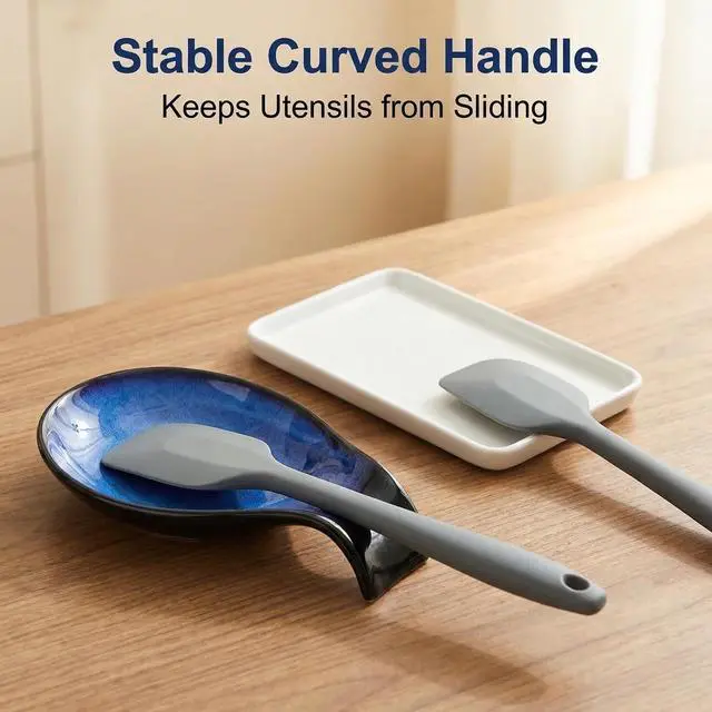 Alt view image 3 of 7 - Nihow Ceramic Spoon Rest for Stove Top/Kitchen Counter,Blue | Keep counter clean & oil-free,Heat-resistant ceramic,Catch soup drips,easy to clean,Dishwasher safe,Decorative kitchen decor