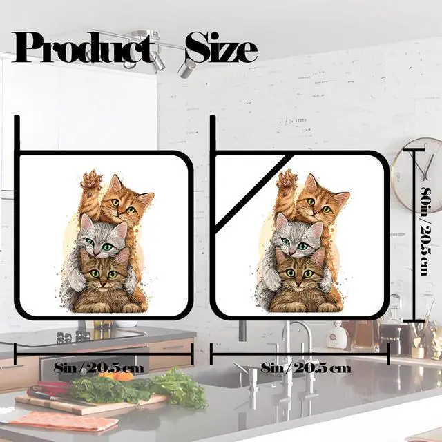 Alt view image 2 of 7 - Three Cute Cats Pot Holders Set of 2,Kitchen Heat Resistant Potholders for Microwave Cooking Baking Oven and BBQ Gifts for Women