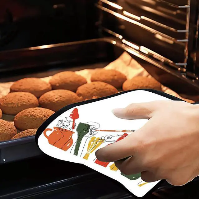 Alt view image 7 of 7 - Vintage Utensils Food Pot Holders Set of 2 Heat Resistant & Non Slip Potholders, Cooking Oven Hot Pads for Kitchen Cooking Baking Barbecue
