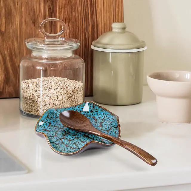 Alt view image 3 of 7 - Spoon Rest for Stove Top, 5.3 Inch Ceramic Spoon Holder for Kitchen Counter | Ladle, Spatula,Chopstick, Coffee Spoon Rest, Cute Kitchen Decor House Warming Gifts