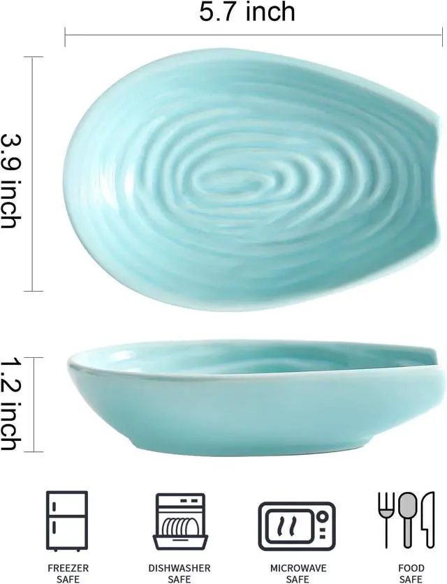Alt view image 3 of 7 - Spoon Rest for Kitchen Counter, Ceramic Cooking Spoon Holder for Stove Top, Porcelain Utensil Rest for Spatula, Ladle, Tong and Spoon, Modern Kitchen Accessories Decor, Teal