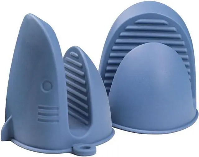 Main image of Silicone Oven Mitts Heat Resistant, Silicone Potholders for Kitchen, Air Fryer,Baking, Mini Rubber Oven Glove (Blue)