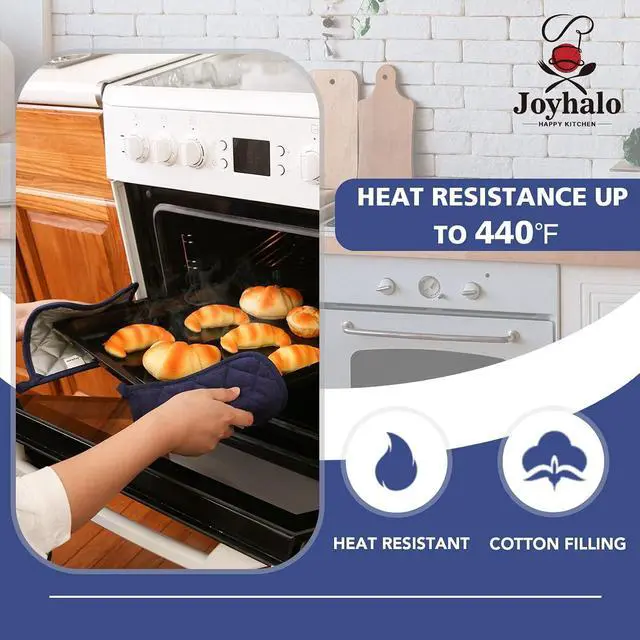 Alt view image 3 of 6 - Joyhalo 4 Pack Pot Holders for Kitchen Clearance | Cotton Oven Holder with Great Heat Resistance, Potholders Sets for Kitchen, Countertops, Hot Pots and Pans, Dark Blue
