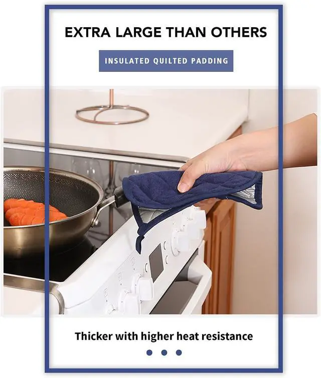 Alt view image 4 of 6 - Joyhalo 4 Pack Pot Holders for Kitchen Clearance | Cotton Oven Holder with Great Heat Resistance, Potholders Sets for Kitchen, Countertops, Hot Pots and Pans, Dark Blue
