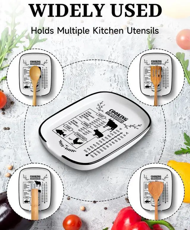Alt view image 2 of 7 - Ceramic Spoon Rest Spoon Holder for Kitchen Counter Stove Top Dining Table | Funny Cooking Utensil Rest, Kitchen Gadget Spatula Ladle Holder, Farmhouse Kitchen Accessories Decor Cooking Temperature