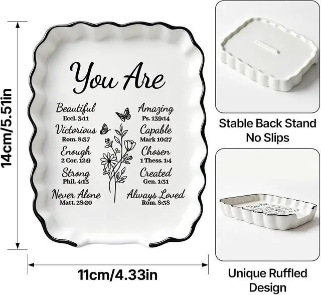 Alt view image 2 of 7 - Inspirational Christian Religious Gifts for Women Mom Wife, Spoon Rest | Ceramic Spoon Rest for Stove Top, Spoon Holder for Kitchen Counter Cooking Utensil Rest, Bible Verse Farmhouse Kitchen Decor