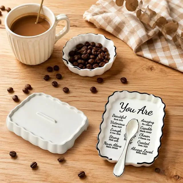 Alt view image 6 of 7 - Inspirational Christian Religious Gifts for Women Mom Wife, Spoon Rest | Ceramic Spoon Rest for Stove Top, Spoon Holder for Kitchen Counter Cooking Utensil Rest, Bible Verse Farmhouse Kitchen Decor