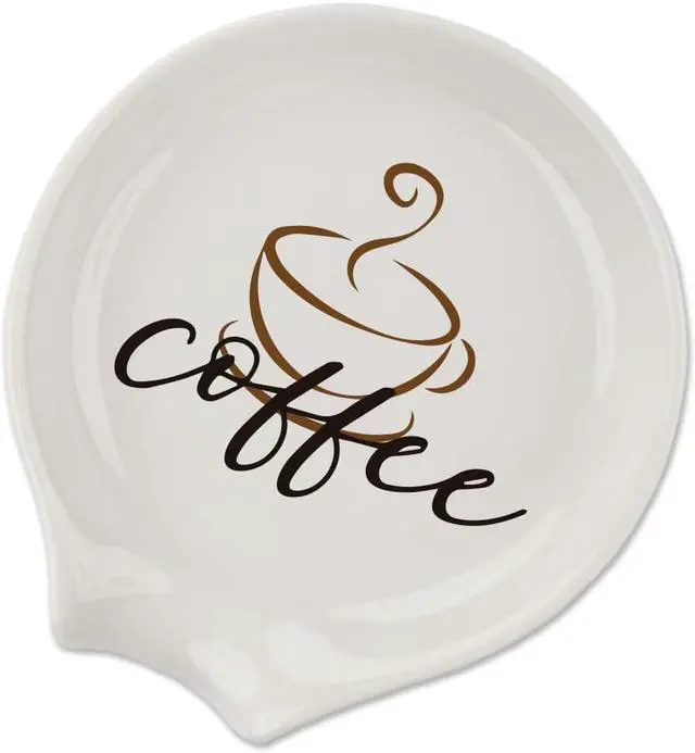 Main image of Coffee Spoon Rest, Engraved Cute Counter Spoon Holder Funny Farmhouse Home Bar Coffee Station Table Accessories Décor, Gift for Coffee Lovers Girlfriend Wife Husband Anniversary Friends