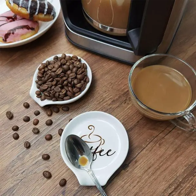Alt view image 4 of 6 - Coffee Spoon Rest, Engraved Cute Counter Spoon Holder Funny Farmhouse Home Bar Coffee Station Table Accessories Décor, Gift for Coffee Lovers Girlfriend Wife Husband Anniversary Friends