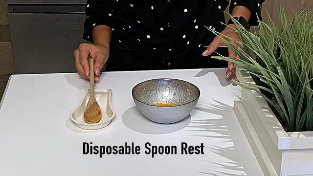 Alt view image 2 of 3 - Disposable Spoon Rest (6 pack) *Patented* Spoon Rests, Party, Catering, Disposable, Birthday, Thanksgiving, Christmas, Tailgating, Kitchen, Utensils, Countertop, Stove Top- Spoon Fellas® Cornstarch