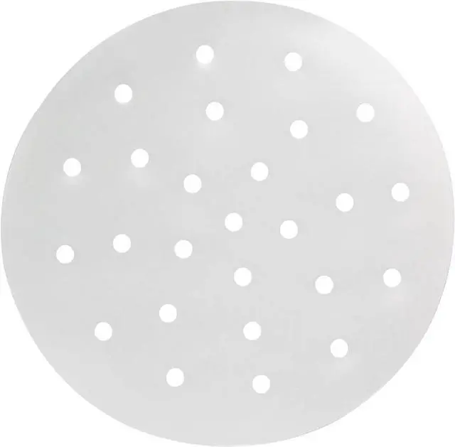 Main image of Dumpling Paper Bamboo Steamer Liners, 7 Inch, 100 Pcs | With Holes, Parchment Paper, For Air Frying, For Baking