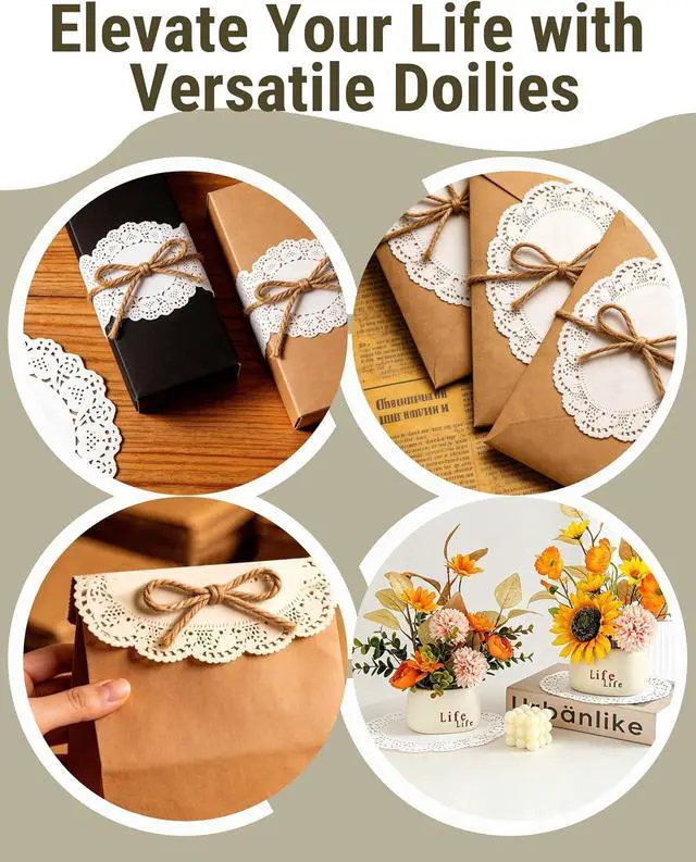 Alt view image 7 of 7 - 150 PCS Paper Doilies,Assorted Sizes White Lace Paper Doilies,Placemats for Party Table Cakes Desserts Crafts.