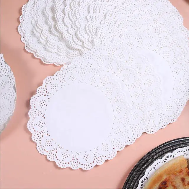 Main image of 4 inch Round Paper Doilies/Lace Paper Placemats/Disposable Greaseproof Doilies,White,Pack of 100