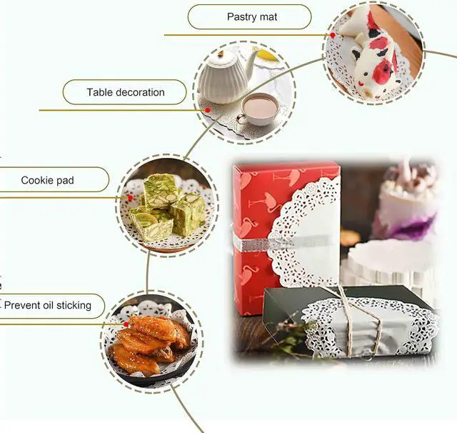 Alt view image 3 of 4 - 4 inch Round Paper Doilies/Lace Paper Placemats/Disposable Greaseproof Doilies,White,Pack of 100