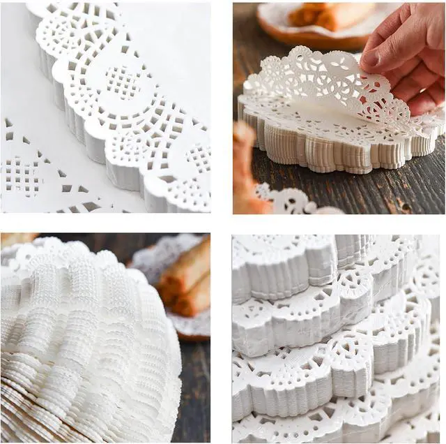 Alt view image 4 of 4 - 4 inch Round Paper Doilies/Lace Paper Placemats/Disposable Greaseproof Doilies,White,Pack of 100