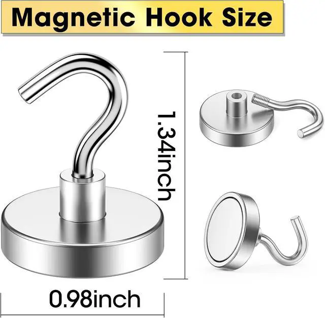 Alt view image 3 of 7 - Magnetic Hooks, 80LBS Heavy Duty Magnetic Hooks for Cruise Cabins, Metal Hooks for Cruise Ship Walls, Refrigerator, Classroom, Grills, Extra Strong Cruise Magnet Hooks for Hanging, 10 Pack (Silver)