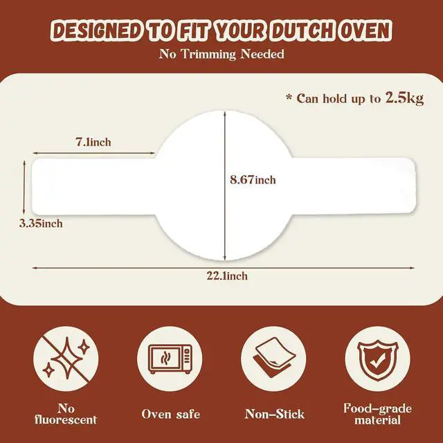 Alt view image 4 of 7 - Disposable Parchment Paper for Sourdough Baking White 8" Round Long Handles | GIGYES Bread Sling for Dutch Oven & air fryer, Easy-Lift, Non-Stick, Odor-Free
