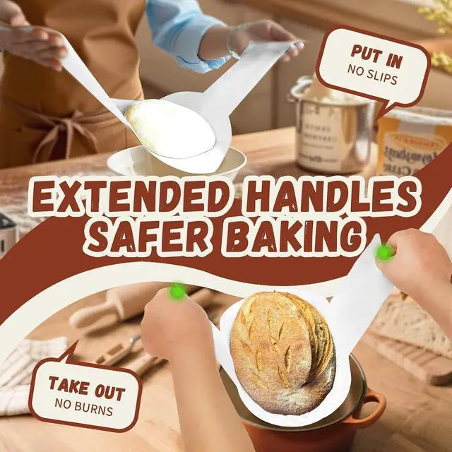 Alt view image 3 of 7 - Disposable Parchment Paper for Sourdough Baking White 8" Round Long Handles | GIGYES Bread Sling for Dutch Oven & air fryer, Easy-Lift, Non-Stick, Odor-Free