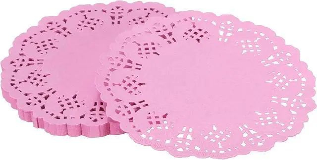 Main image of Paper Doilies, Paper Lace Doilies Disposable Round Modern Decorative Placemats Bulk, 5.5 Inch Fit for Cakes Desserts Crafts Baked Grilled Fried Food Tableware (50 Pack, Pink)