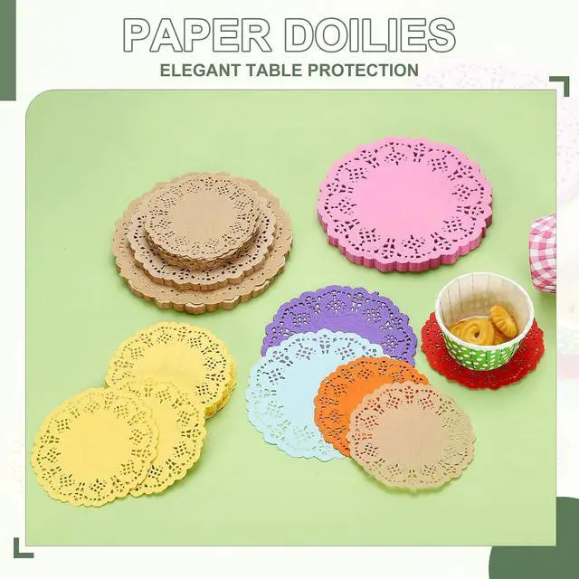 Alt view image 5 of 7 - Paper Doilies, Paper Lace Doilies Disposable Round Modern Decorative Placemats Bulk, 5.5 Inch Fit for Cakes Desserts Crafts Baked Grilled Fried Food Tableware (50 Pack, Pink)