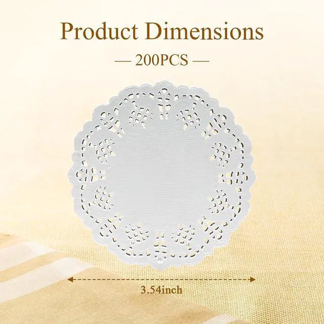 Alt view image 2 of 7 - 200 Pcs White Paper Doilies, 3.5 Inch Round Lace Doilies, Disposable Placemats for Party Tables Dessert Trays Party Craft Birthday Wedding Cakes Tableware Decorations