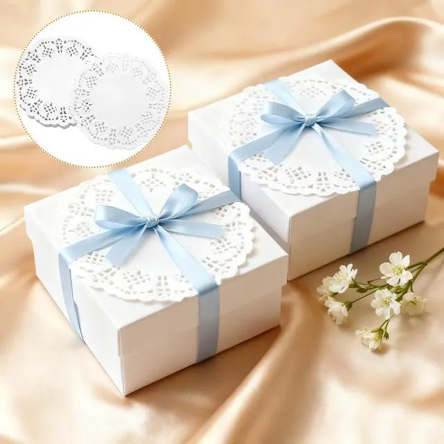 Alt view image 7 of 7 - 200 Pcs White Paper Doilies, 3.5 Inch Round Lace Doilies, Disposable Placemats for Party Tables Dessert Trays Party Craft Birthday Wedding Cakes Tableware Decorations