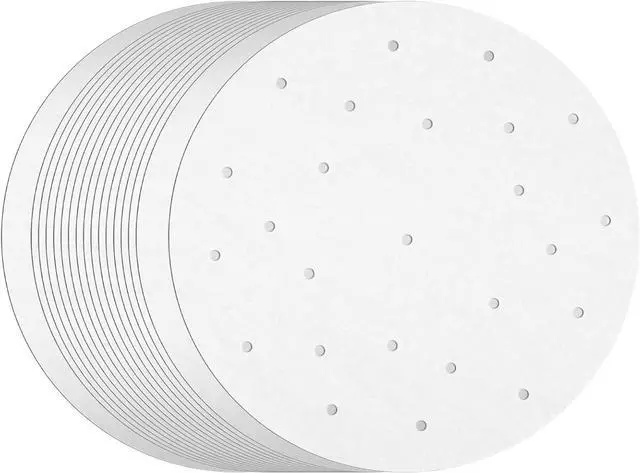 Main image of Juvale Disposable Air Fryer Liners - 10-Inch Round White 100-Pack - Perforated Parchment Paper Sheets for Dumplings, Buns & Dim Sum - Steamer Basket Liners & Air Fryer Accessories