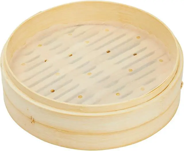Alt view image 6 of 7 - Juvale Disposable Air Fryer Liners - 10-Inch Round White 100-Pack - Perforated Parchment Paper Sheets for Dumplings, Buns & Dim Sum - Steamer Basket Liners & Air Fryer Accessories
