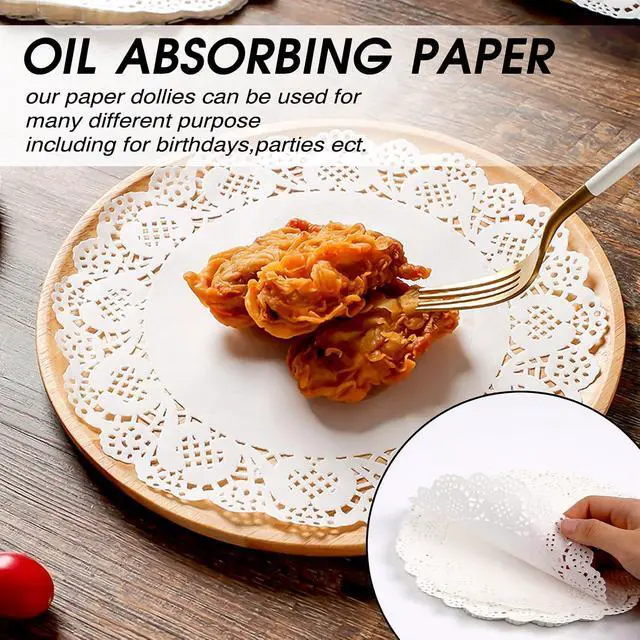 Alt view image 3 of 6 - Paper Doilies 7 inch Round White Lace Doilies Paper Disposable Round Paper Doilies for Buffet Cake Fried Food Party Wedding Tableware Decoration 150PCS